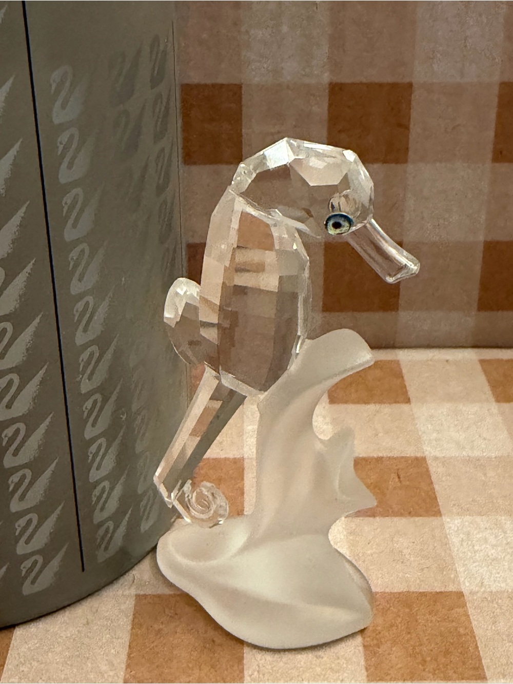Swarovski Seahorse on a Wave with canister